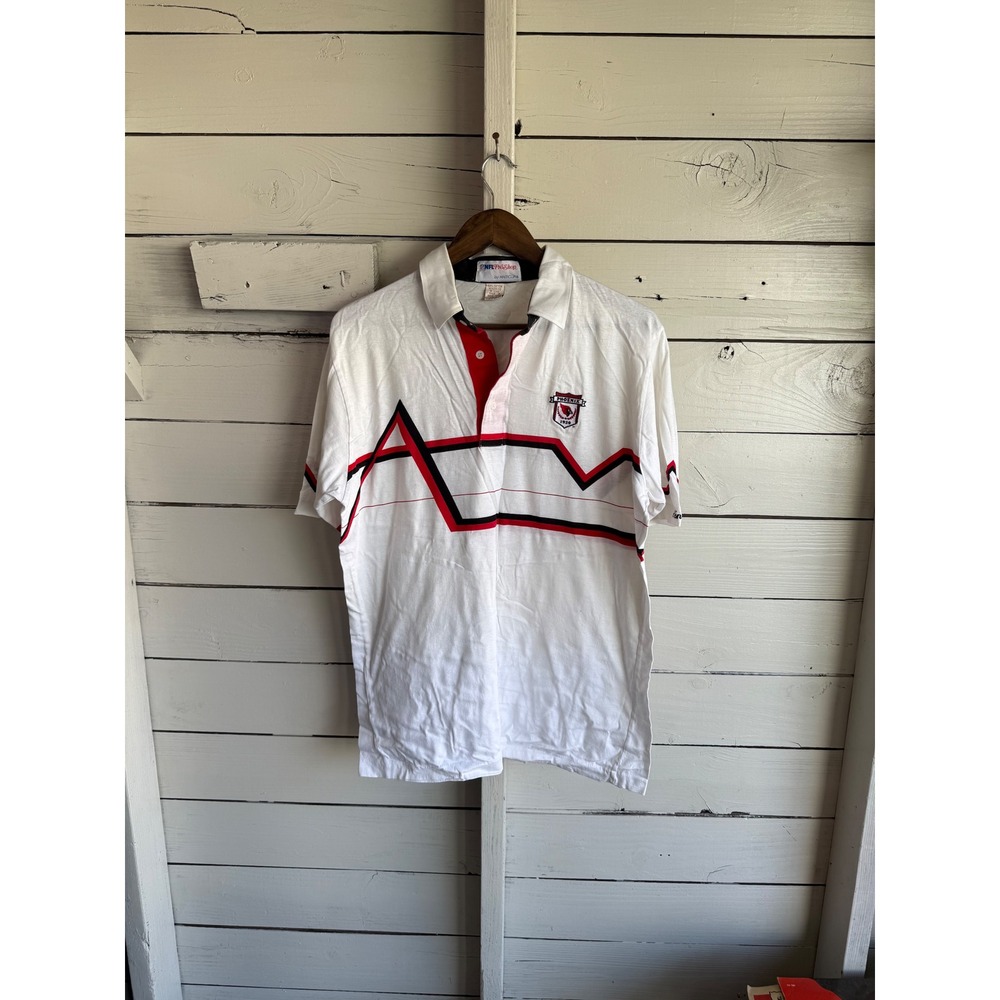 Vintage Phoenix Cardinals NFL Pro Shop Antigua Polo Shirt Mens Large White 90s